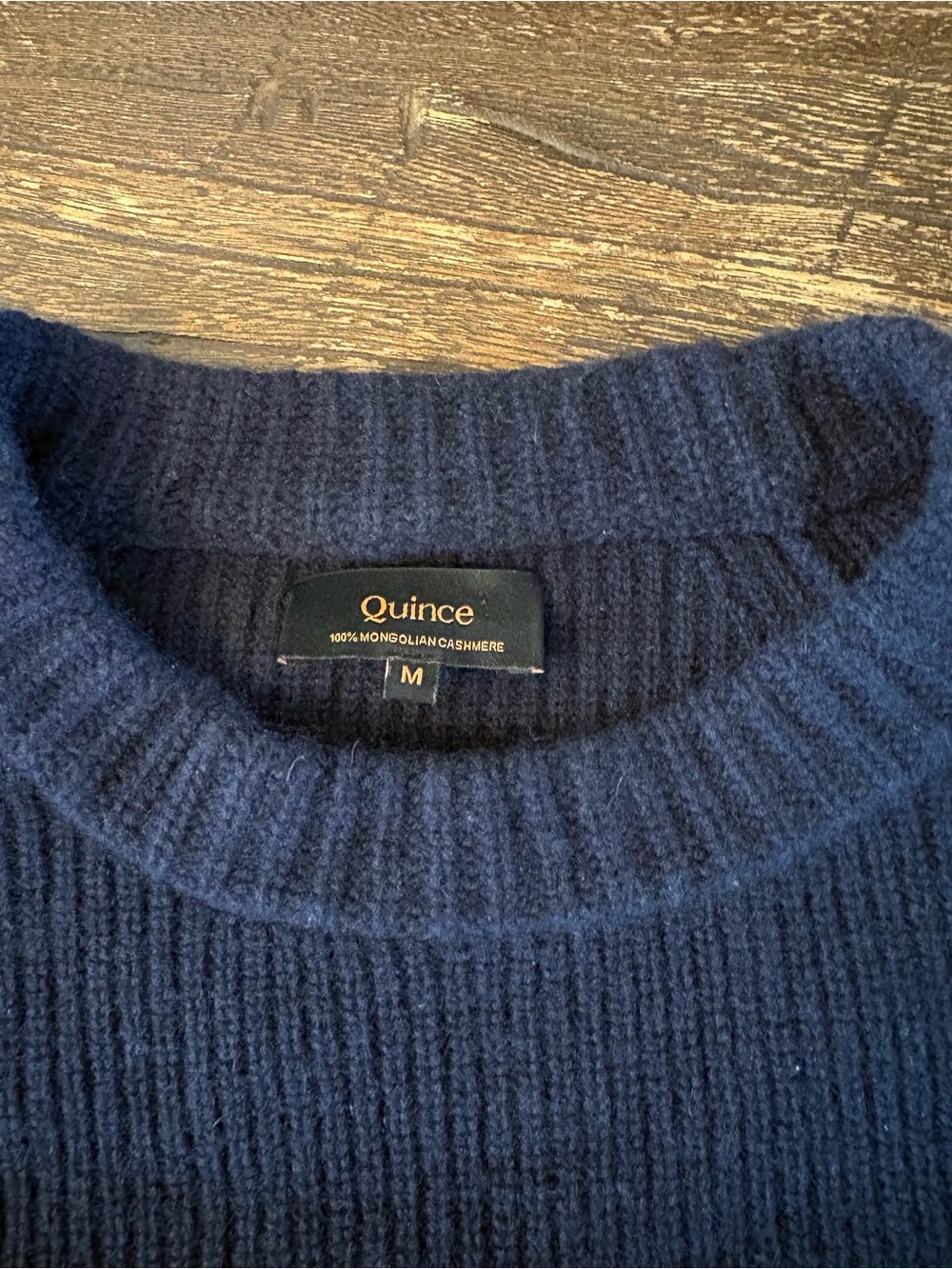 Quince Fisherman Crewneck Sweater Womens M Navy Excellent Mongolian Cashmere - Picture 6 of 7
